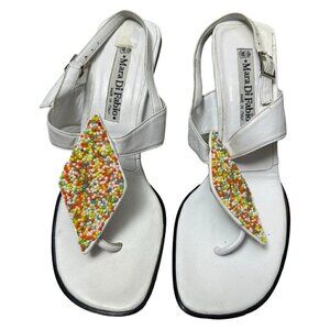 MARA DI FABIO Italian Luxury Designer Beaded Casual Summer Heels Sandals 6.5 US